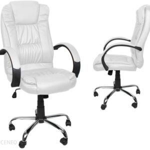 Fotel Biurowy Obrotowy Krzesło Biurowe Tilt Chrom Biały 8984
