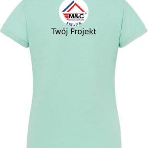 M&C Koszulka Polo Damska Miętowa - Nadruk Na Plecach