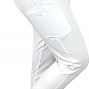 M&C Spodnie Medyczne Elastyczne Białe Comfort Fit L