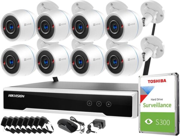 Monitoring zestaw bezprzewodowy Hikvision Ezviz 8 kamer C3TN WiFi Full HD 1080p 1TB