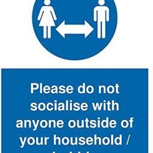 Opakowanie Pięć 'Please Do Not Socialise With Someone Outside Of Your Home' Znak 150x200mm A5P