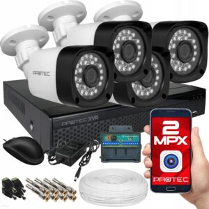 Protec Zestaw Do Monitoringu 4 Kamery Full Hd Szeroki Kąt Prxvr04t2pbd