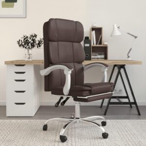Vidaxl Krzesło Biurowe Rozkładany Fotel Biurowy Brązowy Sztuczna Skóra (349630)